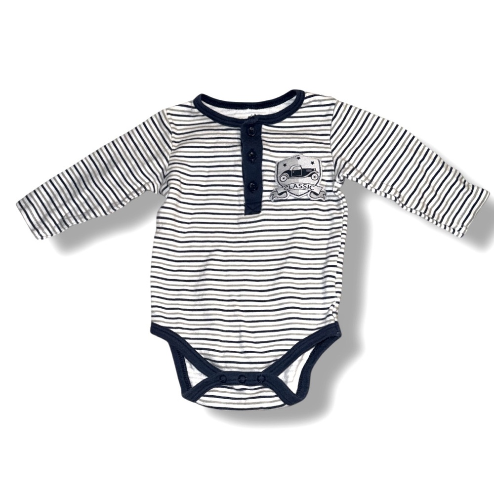 3 FOR $10 KYLE & DEENA 0-3M Baby Cotton Striped Button Onesie